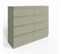 Fwstyle Green Fluted 8 Drawer Dresser Chest Of Drawers Scratch Resistant Bedroom Storage