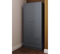 Fwstyle Grey 2 Door 2 Drawer Panelled Wardrobe (H) 180 (W) 80 (D) 50Cm Grey One Size