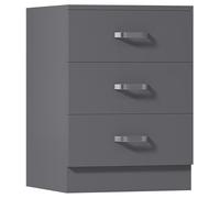 FWStyle Grey 3 Drawer Chest Of Drawers Metal Handles Scratch Resistant FWStyle Grey