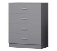 FWStyle Grey 4 Drawer Chest Of Drawers Metal Handles Scratch Resistant FWStyle Grey