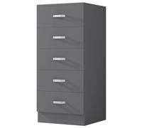 Fwstyle Grey 5 Drawer Chest Of Drawers Metal Handles Tall Slim Grey One Size