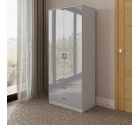 Fwstyle Grey Gloss 2 Door Wardrobe With 2 Drawers Scratch Resistant