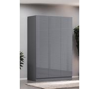 Fwstyle Grey Gloss 3 Door Wardrobe Push To Open Soft Close Grey One Size