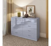 Fwstyle Grey Gloss 8 Drawer Chest Of Drawers