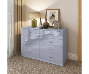 Fwstyle Grey Gloss 8 Drawer Chest Of Drawers