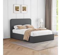 Fwstyle Grey Linen Upholstered King Size Ottoman Lift Up Storage Bedframe Grey