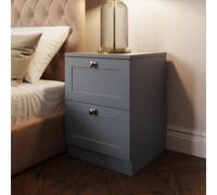 Fwstyle Grey Panelled 2 Drawer Bedside Chest (H) 55Cm (W) 40Cm (D) 40Cm Extra Deep Drawers