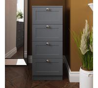Fwstyle Grey Panelled 4 Drawer Chest (H) 99Cm (W) 40Cm (D) 40Cm Extra Deep Drawers