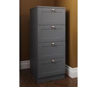 FWStyle Grey Panelled 4 Drawer Chest (H) 99cm (W) 40cm (D) 40cm Extra Deep Drawers FWStyle Grey
