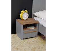 FWStyle Grey Sonoma Oak 1 Drawer 1 Shelf Bedside Table Cabinet FWStyle Grey
