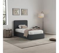 Fwstyle Grey Upholstered Single Ottoman Lift Up Storage Bedframe