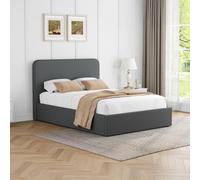 Fwstyle Grey Upholstered Small Double Ottoman Lift Up Storage Bedframe Grey