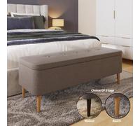 Fwstyle Harper Grey Upholstered Lift Up Ottoman Storage Bench (H) 45 (W) 109 (D) 39Cm