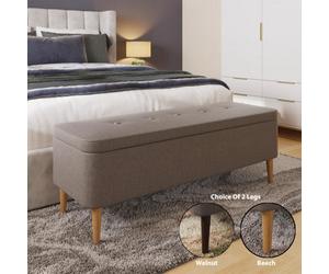 Fwstyle Harper Grey Upholstered Lift Up Ottoman Storage Bench (H) 45 (W) 109 (D) 39Cm