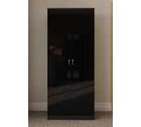High Gloss 2 Door Scratch Resistant Double Wardrobe FWStyle Black One Size