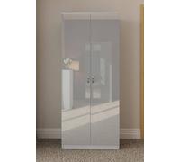 FWStyle High Gloss 2 Door Scratch Resistant Double Wardrobe in Grey FWStyle Grey