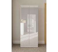 High Gloss 2 Door Scratch Resistant Double Wardrobe FWStyle White One Size