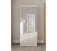 Fwstyle High Gloss 2 Door Scratch Resistant Double Wardrobe In White White