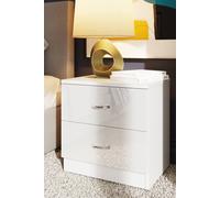 High Gloss 2 Drawer Bedside Table Nightstand FWStyle White One Size