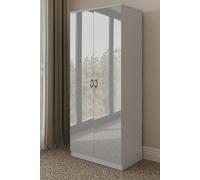 High Gloss Grey 2 Door Double Wardrobe FWStyle Grey One Size