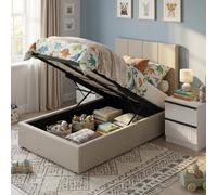 Fwstyle Hoscar Single Ottoman Lift Up Bed Frame Beige Upholstered Storage Beige
