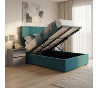 Fwstyle Hoscar Single Ottoman Lift Up Bed Frame Blue Upholstered Storage Blue