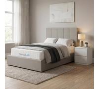 Fwstyle Hoscar Small Double Ottoman Lift Up Bed Frame Beige Upholstered Beige