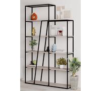 Fwstyle Industrial Style Bookshelf Shelving Unit Modern Mocha Grey Black Metal In White White