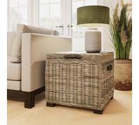 Fwstyle Kubu Rattan Lift Up Greywash Pine Storage Side Table Assembled