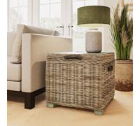 Fwstyle Kubu Rattan Lift Up Greywash Pine Storage Side Table Ready Assembled