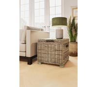 Fwstyle Kubu Rattan Lift Up Greywash Pine Storage Side Table Ready Assembled In Brown Brown