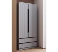 Fwstyle Lania 2 Door 2 Drawer Ripple Effect Grey Wardrobe (H) 180 (W) 80 (D) 50Cm Grey