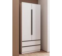 Fwstyle Lania 2 Door 2 Drawer Ripple Effect Grey Wardrobe (H) 180 (W) 80 (D) 50Cm In White