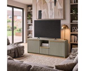 Fwstyle Lania 3 Door Wide Green Tv Media Unit (H) 45 (W) 110 (D) 40Cm