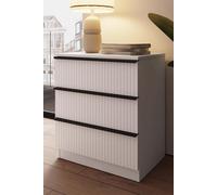 FWStyle Lania Ripple Effect White 3 Drawer Chest Of Drawers (H) 68.5 (W) 60 (D) 40cm FWStyle White