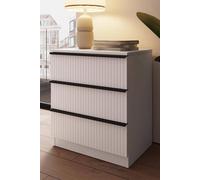 Fwstyle Lania Ripple Effect White 3 Drawer Chest Of Drawers (H) 68.5 (W) 60 (D) 40Cm White