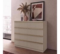 Fwstyle Lania Scalloped Ripple Effect Beige 8 Drawer Chest (H) 73.5Cm (W) 104Cm (D) 40Cm