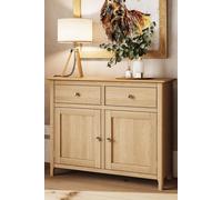 Fwstyle Large 2 Door 2 Drawer Natural Oak Pre Assembled Sideboard In Brown Brown