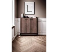 Fwstyle Large 2 Door Cracked Oak Effect Sideboard In Brown Brown One Size