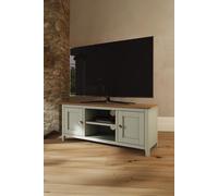 FWStyle Large 2 Door TV Unit Assembled Sage Green Solid Oak Living Room FWStyle Green