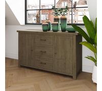 FWSTYLE Large 3 Drawer 2 Door Sideboard Solid Natural Reclaimed Pine