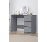 Large 3 Drawer Home Office Desk Dressing Table Scratch Resistant FWStyle Dark Grey One Size