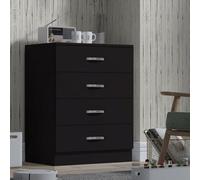 FWSTYLE Large 4 Drawer Matt Black Chest Of Drawers
