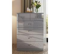 Fwstyle Large 6 Drawer High Gloss Chest Of Drawers In Grey Grey One Size