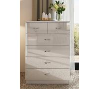 Fwstyle Large 6 Drawer High Gloss Chest Of Drawers In White White One Size
