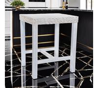 FWSTYLE Large Bar Table Whitewash Painted Finish Solid Reclaimed Pine Rattan