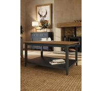 FWStyle Large Graphite Blue Painted Oak Veneer Storage Coffee Table FWStyle Blue