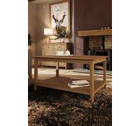 FWStyle Large Natural Oak Painted Oak Storage Coffee Table in Brown FWStyle Brown