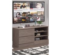 Fwstyle Large Rustic Oak Tv Entertainment Unit With Drawer & Shelves In Brown