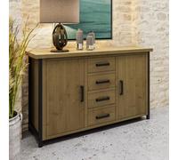 FWSTYLE Large Solid Driftwood Pine Modern Sideboard